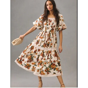 MILLE Resort Talitha Dress Boho Floral Peasant Cottage Milkmaid Fits a Small